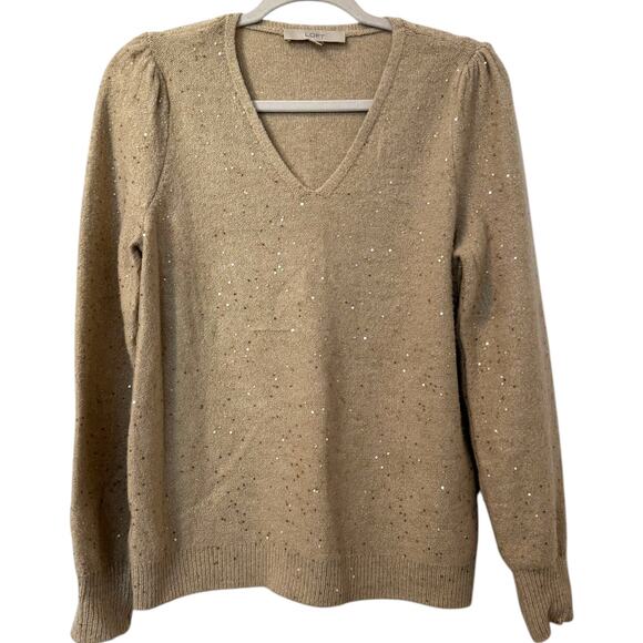 ANN TAYLOR LOFT Sequin V-Neck Sweater - Picture 3 of 12